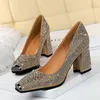 Women High Heel Shoe Woman Pump Wedding Heel sandal Comfortable square Footwear zapatos de mujer Size