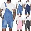 Män Denim Bib Workwear Fashion Jumpsuit med Pocket Jumpsuits Rompers Suspender Byxor Sommar Shorts Overaller Hi Street DSA 210723