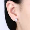 Lekani 925 Sterling Zilveren Stud Oorbellen voor Dames Vierkant-Vorm Clear Cubic Zirconia Girl Small Earring Engagement Fijne Sieraden 210701
