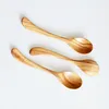 100st Olive Wood Spoon trä soppskedar för att äta blandning omrörande matlagning Lång handtag honungsked japansk stil Dh8575