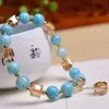 Beaded Strands Natural Blue Amazonite Armband Österrikiska sockerbitar Pendant Charm Pulseira för kvinnor Yoga Energy Smyckesgåvor INTE22