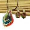 Insieme floreale dei monili degli orecchini della collana del pendente di figura del foglio di vetro di Murano di modo 6set