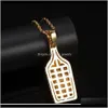 Necklaces & Pendants Jewelryk 14K Gold Wine Whiskey Bottle Pendant Necklace Mens Micro Pave Cubic Zirconia With 24Inch Rope Chain Drop Delive