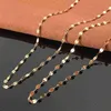 YUNLI Real 18K Gold Jewelry Necklace Simple Tile Chain Design Pure AU750 Pendant for Women Fine Gift 220119