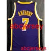 Uomo Donna bambini 8 stili 7 # Anthony 2021 Maglia da basket VIOLA Ricamo Nuove maglie da basket XS-5XL 6XL