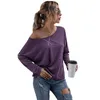 Lato Z Długim Rękawem T Shirt Dla Kobiet Odzież O-Neck Plus Size Fashions Loose Casual Damskie Topy Off Ramię Tee Koszula FEMME 210608