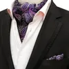 Homens Luxo Silk Ascot Gravata Set Homem Cravat Ties Lençices Depõe Floral Paisley Pontos Polso Praça Gravata Para Festa de Casamento