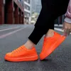 Baskets femmes 2020 mode chaussures vulcanisées amant à lacets chaussures décontractées Orange panier chaussure respirant marche hommes chaussures plates H1115