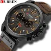 Curren Watch Męskie Moda Casual Zegarek Kwarcowy Wojskowy Outdoor Sport Watch Męski Skórzany Wodoodporny Zegar Data Relogio Feminino 210517