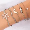 Bracelets de charme ZHEN TOMOMI Bohème Flocon De Neige Lune Étoile Charmes Bracelet Ensemble Pour Femmes Fille Gris Corde Cristal Réglable Pulseiras
