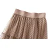 Nowa spódnica z Polka Dot Summer Tiulle Kobiety swobodny wysoki talia plisowane spódnice żeńska plaża midi długa spódnica maxi lady 210331