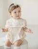 Summer Baby Kids Rompers Short Sleeve Embroidery Flower Cute Creeper Girl's Bodysuit Outfits 210816