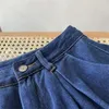 Gonne di jeans estive blu classiche da donna Jeans lunghi midi pieghettati Vintage Sweet Solid Casual Button Loose Party 210421