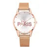 Bracelet Montre Femmes Mode Mesure Band Horloge Horloge Fille Robe Eiffel Dial Dial Mesdames Quartz Montre Montre Femme * Une montre-bracelet
