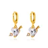 Crystal Arrow Pierced Heart Earring Charm Copper Lovers Gift Gold Ear Buckle European Valentine's Day Party Dress Earrings Jewelry Accessories