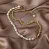 Coréen fille clavicule chaîne simple rétro irrégulier imitation perle collier pour femme de bijoux de mode salles d'accueil