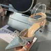 Scarpe eleganti 2021 sandali a spillo con strass stile femminile parola di cristallo con nodo fata fiocco di diamanti banchetto tacchi alti