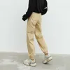 Aelegantmis Casual Streetwear Khaki Cargo Pants Capris Donna Pantaloni a vita alta Moda Hip Hop Pantaloni donna Ladies 210607