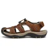 Men's Outdoor Closed Toe Hiking Leather Sandals Summer Camping Fisherman Shoes