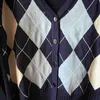 Shintimes Krótkie kobiety sweter Argyle Button Cardigans Spadek Zima Moda Z Długim Rękawem Dzianiny V-Neck High Elastic 210615