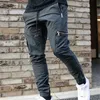 Jogador Sweatpants Track Calças Homens Slim Fit Treino Calças Masculinas Multi-bolso Casual Calças Skinny Calças Men's Zipper Design Sportswear 210930