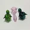 Pink Green Black 3 Colors Smoking Pipes Spoon Mini Burner Heady Glass Hand Pipe Dab Oil Animal Pipe SW93
