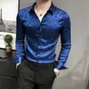 Style britannique Impression numérique Business Gentlemen Chemise Hommes Vêtements À Manches Longues Vêtements De Soirée Casual Prom Tuxedo Robe 3XL-M 210708