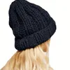 Gorro/gorros de calavera CUHAKCI invierno lana Skullies tejido grueso mujer mantener caliente gorro algodón ganchillo mujer Color adulto Casual sombrero Pros22