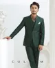 New Design Dark Green Wedding Peak Lapel Slim Fit Men Suits Groom Tuxedos Men Party Groomsmen Suits (Jacket+Pants+Tie+Vest) 2601