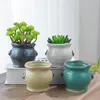 Plantadores Pots Modern Cerâmica Pintados à Mão Mini Flowerpot Sculless decorações para varanda casa decoração pequena flor pequena