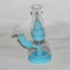 Assemblez des narguilés de qualité alimentaire qui brillent dans les conduites d'eau en silicone sombres percolateur bongs avec bol 4mm Quartz Banger verre Dab Rigs Reclaim Catcher