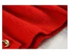Kadın Düğmeleri Kadın Tees Sonbahar Kış Kadınlar V yaka Kırmızı Örgü Sweater 2022 Erken Uzun Kollu Bayanlar Hırka Altın Kruvasan