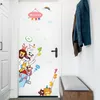 Animaux de bande dessinée Porte Autocollants Ours Polaire Singe Éléphant Sticker Mural pour Enfants Chambre Art Vinyles Décoratifs pour Murs Amovible 210420