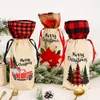 Christmas Plaid Red Wine Bottle Cover Flower Car Red Wine Bag Christmas Champagne Bottle Cover Christmas Wine Bottle Decoration w-00825