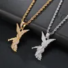 Angel Wings Pendant Iced Cubic Zirconia Gold Sliver Color Copper Material Necklace For Men Women Hip Hop Jewelry