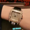 有名なブランドのレディースクォーツ腕時計フルダイヤモンドダイヤル腕時計染色の鋼鉄スチーンレザースクエアサファイア時計AAA +