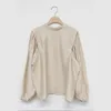 Pleated Shirt Autumn and Winter Womens Tops Blouses O-neck Loose Puff Sleeve Bottoming Plus Size Women Clothing 12424 210508