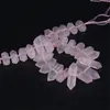 15.5"strand Natural Rose Quartzs Faceted Double Point Loose Beads,Raw Crystal Gems Slice Stick Bullet Pendant For Jewelry Making