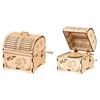 DIY Hand Crank Musik Box Modell 3d Trä pussel Toy Self Assembly Wood Craft Kit Vuxen Kids Toy Parent-Child Interactive Game