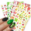 10pc 1pcs Summer Fruits Type 3D Nails Art Stickers watermelon Strawberry Lemon Design Adhesive Sliders Manicure Accessory Decoration Y1125