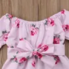 Summer Toddler Baby Girls Clothes Striped Floral Print Bow Romper One Pieces Bodysuits 210528