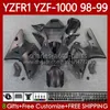 Corpo da motocicleta para Yamaha YZF-R1 YZF-1000 YZF R1 1000 CC 98-01 Bodywork 82No.24 Flat Black YZF R1 1000CC YZFR1 98 99 00 01 YZF1000 1998 1999 2000 2001 Kit de feiras OEM