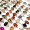 Bagues de bande bijoux mode 30 pièces/lot arc-en-ciel pierres précieuses naturelles anneau mélange Style conceptions femmes cadeau livraison directe 2021 S1Xhm
