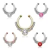 17*15mm Zirkon Fake Septum Piercing Nos Ring Hoop For Girl Män Faux Body Clip Ringar Smycken Icke-Pierced