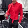 Erkek Casual Gömlek Lüks Erkekler Düğün Parti Gömlek Kraliyet Mavi Beyaz Kırmızı Uzun Kollu Slim Fit Elbise Sosyal Streetwear Camisa Masculina