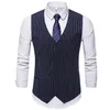 Listrado Mens Colete Formal Negócios Trabalho Causal Causal Vest Para Homens Retro Gentlemen Groomsman Homens Homens Vest Casamento Sólido Gilet 210524