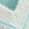Осенью и зимняя женская одежда мода V-образным вырезом алмазные решетки вязание диких двухносных рукавов съемный пуловер жилет 210521