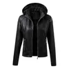 Ankomst Autumn Winter Pu Leather Coat Women Fashion Hooded Collar Velvet Keep Warm Short Women's Leather Jacket S-XL 210916