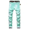 Skinny Jeans Pants for Men Cotton Printed Denim Man Nightclubs Singers European Style Clothing X0621