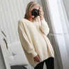 Gigogou Luxury Mink Cashmere Womens tröja Chic överdimensionerad Loose Knit Pullover Women V Neck Winter Thick Warm Christmas Sweaters 210917